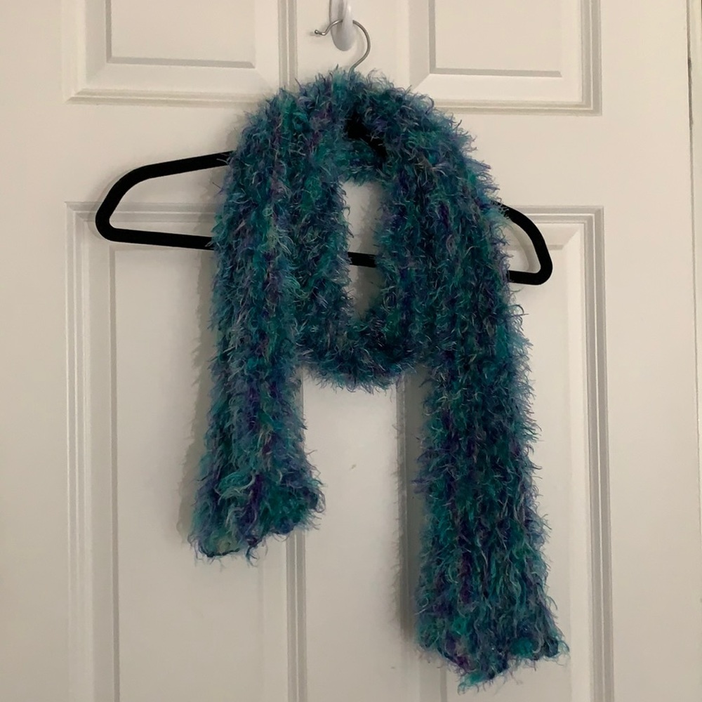 Blue Fluffy Scarf